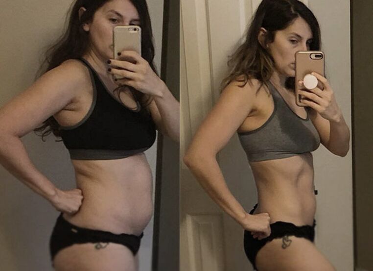 Keto diyetinden önce ve sonra kız