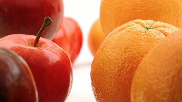 Japon diyeti için elma ve portakal